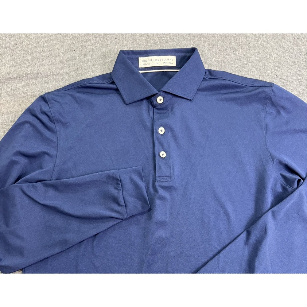 Holderness & Bourne The Abbott Polo Shirt Mens Medium Navy Blue Golf Activewear